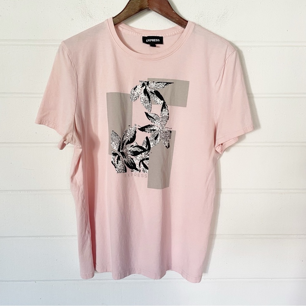 Express Men’s Short Sleeve Cotton Floral Printed T-shirt Size Medium